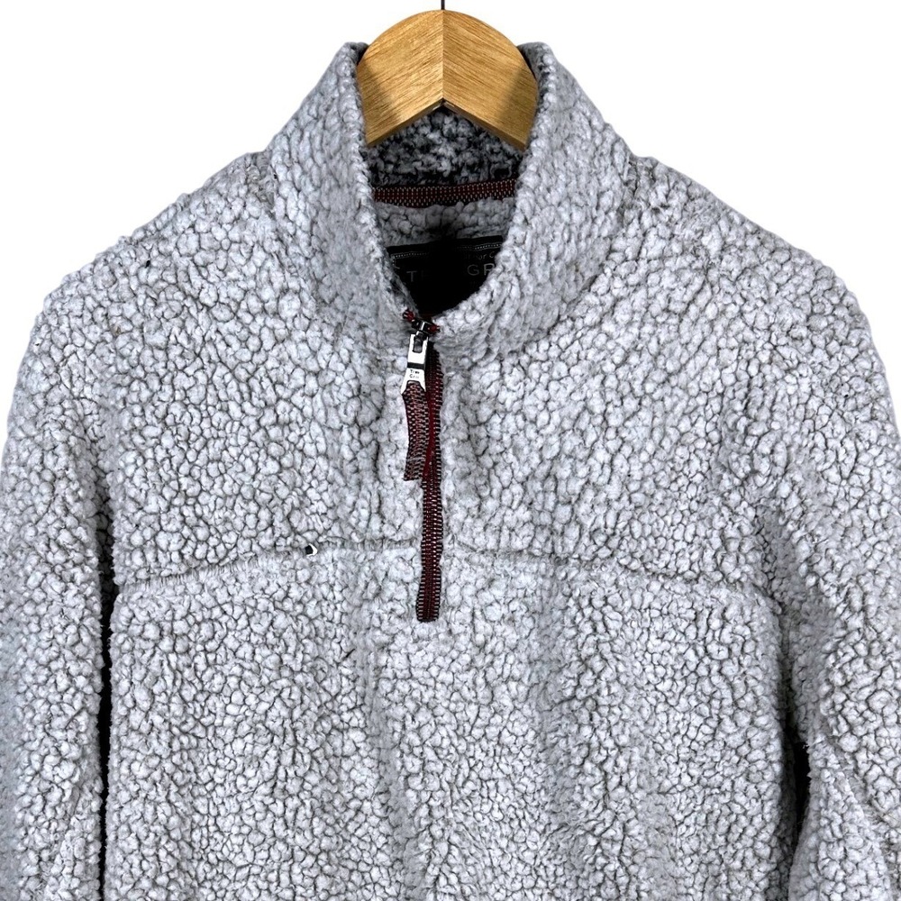 True Grit American Outdoor Co Mens Sherpa Fleece Pullover Quarter Zip Gray M